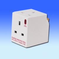 13A 3 Gang Surged Protected, Fused Adaptor (Flame Retardant ABS)